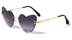 Rimless Heart Shaped Sunglasses, Cheap Heart-shaped Sunglasses With Mirrored Lenses, Playful Heart-shaped Sunglasses With Gradient Lenses, Heart-shaped Multicolor Sunglasses With Gradient Lenses, Heart-shaped Glass Sunglasses With Tinted Lenses, Rimless Sunglasses, Heart Shapes, Best Deals, Sunglasses