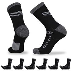 PRICES MAY VARY. CUSHIONED TERRY SOLE -- Heatuff outdoor hiking socks are medium-heavy thickness which are made with a full terry sole that max cushioning place in areas of high impact to reduce fatigue and pain during sports or daily activity. UNIQUE DESIGN -- Y-TYPE ribbed arch structure with reinforced arch support area can provide perfect foot comfort and enhanced durability in high-wear areas, which ensures that the sock fits the contours of the foot so perfectly and no slipping. MOISTURER Functional Breathable Winter Socks, Functional Breathable Socks For Outdoor, Breathable Winter Outdoor Socks, Breathable Functional Socks For Outdoor, Non-slip Gray Socks For Outdoor, Breathable Functional Outdoor Socks, Anti-odor Winter Socks For Outdoor Activities, Gray Non-slip Socks For Outdoor, Anti-odor Socks For Winter Outdoor Activities