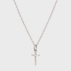 Reach for the Sterling Silver Pave Cubic Zirconia Cross Necklace from A New Day? to complete your daily ensemble. This sterling silver cross necklace features a moving cross charm that slides along the chain, sparkling with clear cubic zirconia stones when the light hits it. Pair with coordinating cross or cubic zirconia earrings for a shimmering finishing touch to your look. Gender: female. Age Group: adult. Cloud Shoes, Silver Cross Necklace, Sterling Silver Cross Necklace, Memorial Necklace, Cubic Zirconia Earrings, Gold Necklace Layered, Faux Pearl Necklace, Zirconia Earrings, Sterling Silver Cross