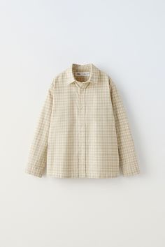 PLAID SHIRT Beige Cotton Top With Placket, Beige Cotton Shirt For Fall, Everyday Beige Collared Shirt, Cream Long Sleeve Everyday Shirt, Beige Collar Top With Placket, Zara Cotton Collared Shirt, Zara Cotton Shirt, Zara Collared Cotton Shirt, Cream Cotton Shirt With Spread Collar