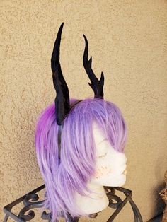 "They are large and majestic, statement cosplay fantacy forest dragon horns 3D printed lightweight. May be requested in other colors. The length is about 10\". The set is attached to a plastic teethed headband but may be requested unattached for a different positioning, May be attached using glue or screws. This set is a more masculine version of the fawn fairy horns as seen on the last picture you can check them out here https://www.etsy.com/listing/621384879/new-arrival-whimsical-fairy-deer-an Gothic Ears Costume Accessories For Cosplay, Gothic Costume Accessories With Ears For Cosplay, Halloween Cat Ears Cosplay Costume, Fantasy Black Costume Accessories With Ears, Black Fantasy Costume Accessories With Ears, Halloween Cat Ears Cosplay Costume For Costume Party, Themed Halloween Costume Accessories With Ears, Purple Costume Accessories For Halloween Cosplay, Novelty Costume Hats And Headpieces For Halloween Cosplay