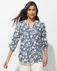 Elegant Blouse With Floral Embroidery And Relaxed Fit, Floral Embroidery V-neck Top For Work, Elegant Floral Print Top With Split Neck, Elegant Floral Print Split Neck Top, Dresses Pants, The Rack, Womens Designer Fashion, Shirts Blouses, Comfy Tees