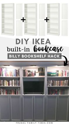 diy ikea built - in bookcase with billy bookshelf hacks