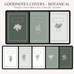 the cover for digital notebooks covers - botanical edition 8 designs 2 covers sizes a4