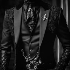 Gothic Fashion Men, Lace Suit, Goth Guys, Black Suit Men, Lace Blazer, Dress Suits For Men, Gothic Vintage