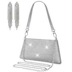 PRICES MAY VARY. LIGHT&SMALL BUT ENOUGH SPACE :Silver Purses for women small handbags for women size :Rhinestone small purse evening bag and clutches party purse silver white rhinestone bag mini purse silver handbag sparkly purse crystal messenger bag measures 9.8"(L) x 0.9"(W) x 4.3"(H). It's small purse, but has suitable space to carry your phone (like samsung 10), lipstick, credit card, make-up, keys or even sunglasses everyday essentials. FULL RHINESTONES: This rhinestone purse evening bags Cheap Silver Shoulder Bag For Daily Use, Cheap Shoulder Bag With Silver-tone Hardware For Night Out, Cheap Silver Shoulder Bag With Phone Compartment, Cheap Silver Shoulder Bag With Double Handle, Cheap Silver Shoulder Bag With Metal Hardware, Cheap Silver Shoulder Bag For Events, Cheap Silver Evening Bag With Chain Strap, Cheap Rhinestone Shoulder Bag For Gifts, Cheap Silver Casual Shoulder Bag