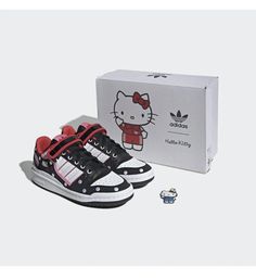 Adidas x Hello Kitty Forum Low Black White Pink ~ W US 7.5 GW7167 - BRAND NEW. Hello Kitty Shoes, Oki Doki, Forum Low, Elegante Y Chic, Adidas Forum, Hello Kitty Characters, Black And White Shoes, Adidas X, Pink Shoes