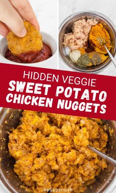 Hidden veggie, homemade crispy baked sweet potato chicken nuggets. Picky Toddler Dinner Ideas, Low Carb Toddler Meals, Healthy Meals For Dinner Clean Eating, Blw Dinner Ideas Families, Picky Eater Chicken Recipes, Sweet Potato Recipe Ideas, Healthy Family Meals Picky Eaters, Hidden Chicken Recipes, Homemade Nuggets For Kids