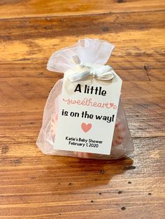 a little sweetheart is on the way baby shower soap bar wrapped in cellophane