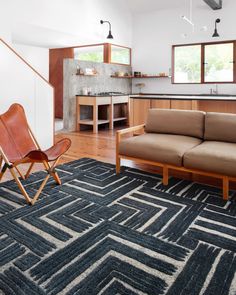 a living room filled with furniture and a rug