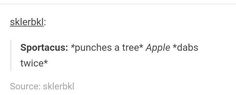 an email message with the words sporacus, punches and tree apple tabs