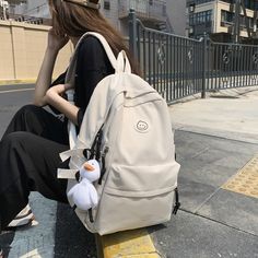 【Type】: Backpack/Shoulder Bag 【Material】: Nylon Small one size:【Top Size】: 26cm 【Bottom Size】: 29cm 【Width】: 11cm 【Height】: 38cm Big one size: 【Top Size】: 26cm 【Bottom Size】: 33cm 【Width】: 14cm 【Height】: 45cm 【Strap Height】: 44cm 【Internal Capacity】: 15inch laptop,Book,Wallet, Key Case, mobile phone, makeup, paper towel, etcPay attention to store priority to send parcels Cute Small Backpacks, Small Backpacks, Backpacks For Women, Sweet Fashion, Women's Backpack, Fashion Shoes Sneakers, Backpack Material, Orange Shoes, Wedges Style