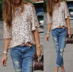 Glitter Blouse, Weekend Dinner, Sparkly Top, Sequin Blouse, Sequin Shirt, Summer Glow, Casual Weekend, Sequin Tank Tops, Casual Summer Shirts