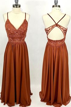 Rust Orange Lace and Chiffon A-line Long Bridesmaid Dress Burnt Orange Homecoming Dresses, Burnt Orange Prom Dress, Western Bridesmaid Dresses, Orange Homecoming Dresses, Burnt Orange Bridesmaid Dresses, Bohemian Bridesmaid, Rust Color Dress, Rust Bridesmaid Dress, Orange Prom Dresses