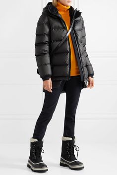 Black Caribou waterproof nubuck and rubber boots | Sorel | NET-A-PORTER Hike Outfit, Rumspringa, Snow Outfits, Snow Day Outfit, Givenchy Sweater, Sorel Caribou, Ski Clothes, Womens Ski, Winter Boots Outfits