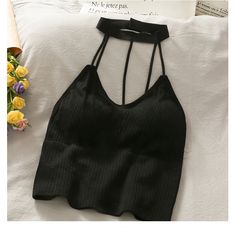 Halter Spaghetti Versatile Camisole Crop Tops – Tomscloth Korean Crop Tops, Coquette Grunge Aesthetic, Coquette Grunge, Halter Tank Top, Y2k Coquette, Halter Tank, Spaghetti Strap Tank Top, Halter Crop Top, Top Women