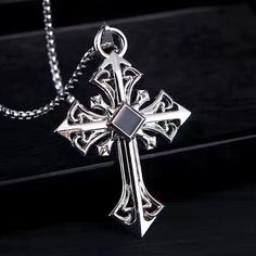 Men Women CZ Silver Cross Pendant Necklace Christian Religious Jewelry Chain 24" | eBay Elegant Metal Cross Necklace With Clavicle Chain, Metal Clavicle Chain Necklace With Cross Pendant, Elegant Metal Cross Necklace With Adjustable Chain, Metal Cross Clavicle Chain Jewelry, Vintage Cross Pendant Jewelry With Adjustable Chain, Silver Gothic Box Chain Jewelry, Metal Cross Pendant Necklace With Adjustable Chain, Metal Cross Jewelry With Adjustable Chain, Elegant Metal Cross Pendant Necklace