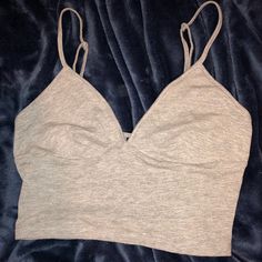 Deep V Neckline Tight Fit Never Worn Super Cropped H&m Fitted Cami Top, Gray Fitted Crop Top For Loungewear, H&m Tops For Summer Loungewear, H&m Summer Loungewear Tops, H&m Fitted Cami Tank Top, Fitted Cotton Tank Top By H&m, Fitted Cotton H&m Tank Top, H&m Cotton Fitted Tank Top, Fitted Cropped Top By H&m