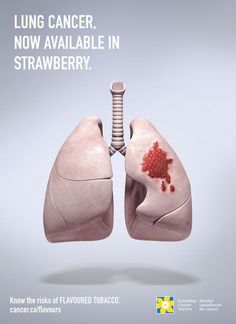 Rethink – Advert for The Canadian Cancer Society highlighting the not-so-sweet side of flavoured tobacco for National Non-smoking Week Collage Fabric, Medical Posters, Awareness Poster, Creative Advertising Campaign, Social Awareness, Panel Wall, Warm Shoes