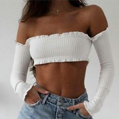 Made In Downtown La. 100% Cotton. White Crop Top For Beach In Fall, White Crop Top For Beach In Fall Season, Bandeau Outfit, Gesture Poses, Bardot Style, Bandeau Crop Top, Chic Tops, Cute Lazy Outfits, Lazy Outfits