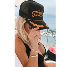 Beach days are the best days! This his or hers trucker is part of our Party Collection. Cute and perfect for your next party day in the sun. So light, medium profile and a perfect addition to your growing hat collection . 5 Panel Foam Mesh Back Trucker, Pro Style Adult Sizing 100% Poly Foam Front, 100% Nylon Back Trucker Hat And Sunglasses, Captain Trucker Hat, Tequila Trucker Hat, Baseball Hat Design Ideas, Trucker Hat Bachelorette Party, Trendy Trucker Hats For Women, Black Trucker Hat Outfit, Custom Embroidered Trucker Hat, Women Trucker Hat