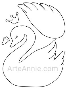 a black and white drawing of a swan with a crown on it's head