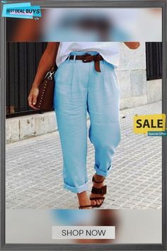 Women's Chinos Pants Trousers Cotton Blend Blue Pink Khaki Mid Waist Fashion Casual Weekend Side Pockets Micro-elastic Full Length Comfort Plain S M L Xl Xxl Blue Cargo Pants For Summer, Light Blue Summer Pants With Pockets, Light Blue Summer Beach Pants, Casual Solid Blue Bottoms, Casual Blue Solid Color Bottoms, Light Blue Straight Leg Bottoms For Summer, Casual Blue Bottoms, Light Blue Stretch Pants For Casual Wear, Light Blue Straight Pants For Summer