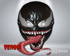 an alien mask with the words,'printable mask'in red and black