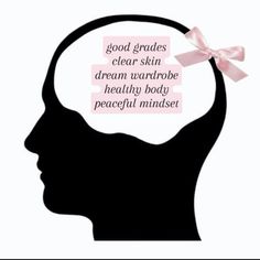 a person's head with a pink ribbon in the shape of a thought bubble