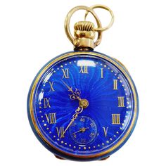 Tiffany & Co. Vintage 18 Karat Blue Enamel Pendant Watch, Watch does run watch and case are both signed enamel is pristine, watch is 29 mm This is a real nice piece, watch shows sign of wear on the outer case. Formal Blue Watch With Metal Dial, Timeless Blue Watch Accessories For Formal Occasions, Timeless Blue Watch Accessories For Formal Wear, Formal Blue Chronometer Watch, Luxury Blue Watches For Evening, Luxury Blue Evening Watch, Vintage Blue Watch With Metal Dial, Blue Vintage Watch With Metal Dial, Vintage Blue Watch With Subdials