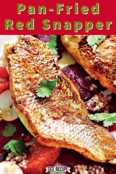 pan fried red snapper with beets, carrots and other veggies