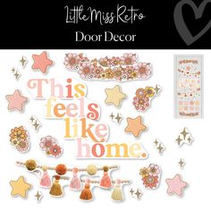 this feels like home door decor with flowers, stars and tassels on it