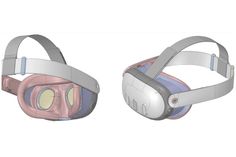 two views of the virtual headset, one with an earpiece and another without