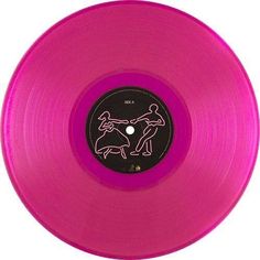 a pink vinyl record with an image of two people on it