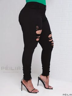 Peilia - Womens Distressed Skinny Jeans with Raw Hem and Slash Pockets - Casual Denim Pants with Ripped Details and Slight Stretch Fit Edgy Stretch Distressed Jeans, Edgy Stretch Jeans With Frayed Hem, Ripped High Rise Stretch Bottoms, High Rise Stretch Ripped Bottoms, Stretch High Rise Ripped Bottoms, Edgy Ripped Stretch Jeans, Fitted High Rise Jeans With Holes, Fitted High-rise Jeans With Holes, Edgy Bottoms With Holes For Fall