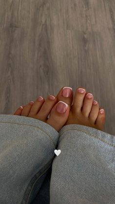 Gel Pedicure French Tip, Modern French Tip Pedicure, Gel Pedicure French Tip Toes, French Tip Manicure And Pedicure, Toe Manicure Ideas, Glazed Pedicure, French Tip On Toe Nails, Gel French Tip Toes, Gel X Toe Nails