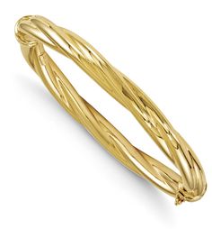 14K Gold Twist Hinged Bangle Bracelet Gold And Jewelry, Metal Bangles, Ladies Bangles, Bangles For Women, Bow Jewelry, Gold Bangle Bracelet, Yellow Gold Bracelet, Cute Bracelets, Gold Polish