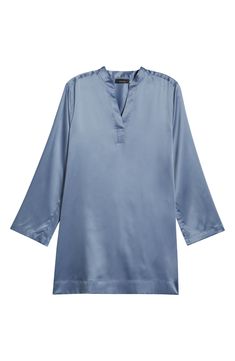 This ultrasoft nightgown takes a modern turn with wrinkle-resistant satin covered in a dreamy hue. 33" length Slips on over head Half placket Band collar Long sleeves Side slits 62% polyester, 33% recycled polyester, 5% spandex Machine wash, tumble dry Imported Satin Finish V-neck Nightgown For Loungewear, Silk V-neck Sleepwear For Bedtime, Silk V-neck Nightgown For Night, Satin Finish V-neck Sleepwear, Silk Satin Finish Sleepwear For Night, Silk Satin Finish Sleepwear, V-neck Nightgown With Satin Finish For Loungewear, V-neck Satin Finish Nightgown For Loungewear, Modal Satin V-neck Sleepwear For Loungewear