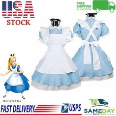 Great Shopping Women Alice In Wonderland Cosplay Costume Lolita Maid Dress Uniform Halloween, Halloween Live Action Alice In Wonderland, Alice In Wonderland Fancy Dress, Maid Dress Uniform, Maid Fancy Dress, Maid Outfit Cosplay, Alice Halloween, Alice In Wonderland Costumes, Alice In Wonderland Birthday Party, Alice Costume