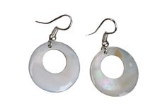 These beautiful earrings are handcrafted from Mother of Pearl in the Holy Land city of Bethlehem. White Round Mother Of Pearl Earrings, White Mother Of Pearl Round Earrings, Round Mother Of Pearl Earrings For Gift, Nickel-free White Circular Earrings, Nickel Free White Circle Earrings, White Nickel-free Circular Earrings, Mother Of Pearl Earrings As Gift, Mother Of Pearl Earrings For Gift, The Holy Land