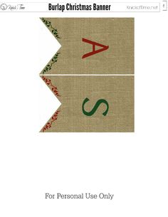 the burlap christmas banner for personal use only is shown in red and green