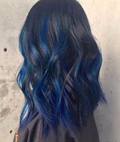 Dark Blue Hair Highlights, Blue Colour Hair, Icy Blue Hair, Electric Blue Hair, Midnight Blue Hair, Blue Hair Highlights, Highlights Ideas