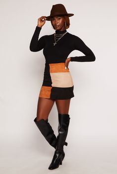 High Waisted, Mini Length, Pencil Skirt, Zippers, Color Blocked, Faux Suede, Item Number 3062075171624 Color Block Skirt, Item Number, Faux Suede, Color Block, Mini Skirt, Pencil Skirt, Mini Skirts, Pencil, High Waisted