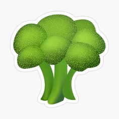 green broccoli sticker on white background