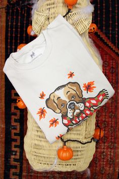 A Bulldog's favorite season!! Fall Cotton Sweater With Screen Print, Long Sleeve Dog Print T-shirt For Fall, Fall Cotton Sweatshirt With Dog Print, Cotton Dog Print Sweatshirt For Fall, Fall Crew Neck Top With Dog Print, Winter Cotton Sweatshirt With Dog Print, Cotton T-shirt With Dog Print For Fall, Bulldog Sweatshirt, Favorite Season