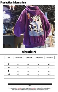 Size Chart: Oversized Harajuku Hoodie With Cartoon Print, Oversized Cotton Harajuku Hoodie, Casual Anime Print Sweatshirt For Halloween, Casual Halloween Anime Print Sweatshirt, Harajuku Style Anime Print Hoodie For Fall, Harajuku Style Hoodie With Character Print For Winter, Harajuku Style Character Print Winter Hoodie, Harajuku Style Winter Hoodie With Character Print, Harajuku Style Graphic Print Winter Sweatshirt