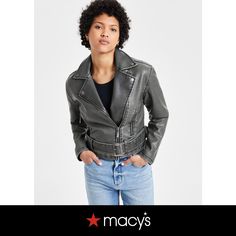 in stock Casual Fitted Biker Jacket With Asymmetrical Zip, Trendy Biker Jacket With Asymmetrical Zip For Spring, Spring Moto Biker Jacket With Asymmetrical Zip, Moto Style Outerwear With Asymmetrical Zip For Spring, Spring Casual Leather Jacket With Asymmetrical Zip, Women's Coats & Jackets, Leather Jackets Women, Moto Jacket, Coats Jackets