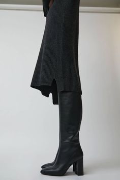 New from No.6. Knee high leather boot with substantial block heel. Rounded toe. Buttery soft leather. Interior zip for easy on and off. A timeless, goes-with-everything boot to complete your cold weather looks. DETAILS 100% Leather Made in Italy. FIT Shaft Height 12"; Heel Height 3 1/2" No 6, Knee High Leather Boots, Wide Calf, Wide Boots, Leather Boot, Leather Interior, Over The Knee Boots, Over The Knee, Knee High Boots