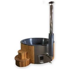 SOAK Natural Wood Fired Hot Tub (6 Person) Accessories SaunaLife Hot Tub Party, Hot Tub Steps, Wood Burning Heaters, Hot Tub Designs, Outdoor Hot Tub, Wood Exterior, Chimney Cap, Wood Steps, Tub Surround