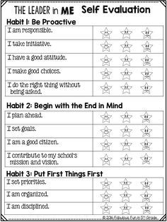 the leader in me self evolition worksheet